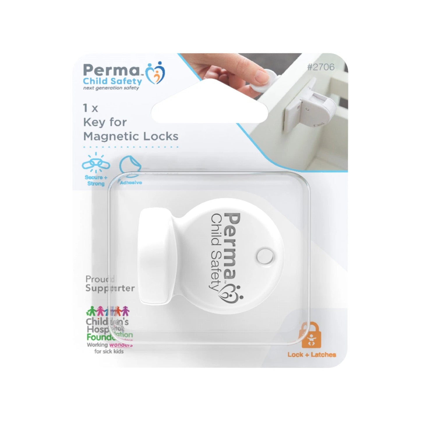 Perma Child Safety Adhesive Magnetic Locks Key - Quick Access, Compatible with 8/2-Pack Locks