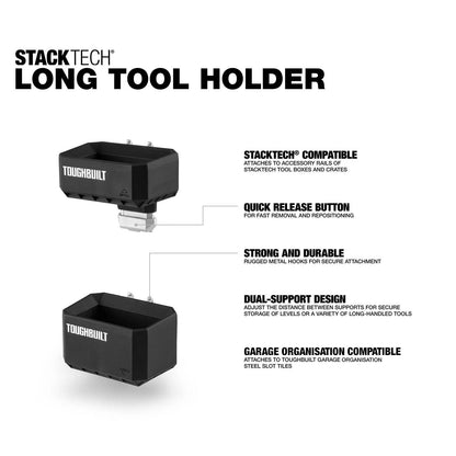 ToughBuilt StackTech Long Tool Holder, Dual-Support, Quick Release, Durable Metal Hooks