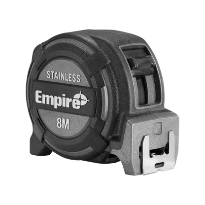 Empire 8m Stainless Steel Tape Measure, Nylon-Coated, Double-Sided, True Zero Hook