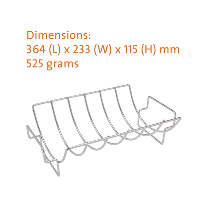 Jumbuck Reversible Roast Rib Rack, Heavy-Duty Steel, Chrome Plate, Holds Medium Roast or 6 Ribs