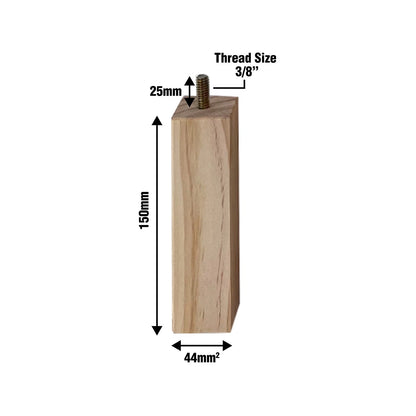 Adoored 150mm Rustic Square Timber Furniture Leg, Natural Wood, Easy Install