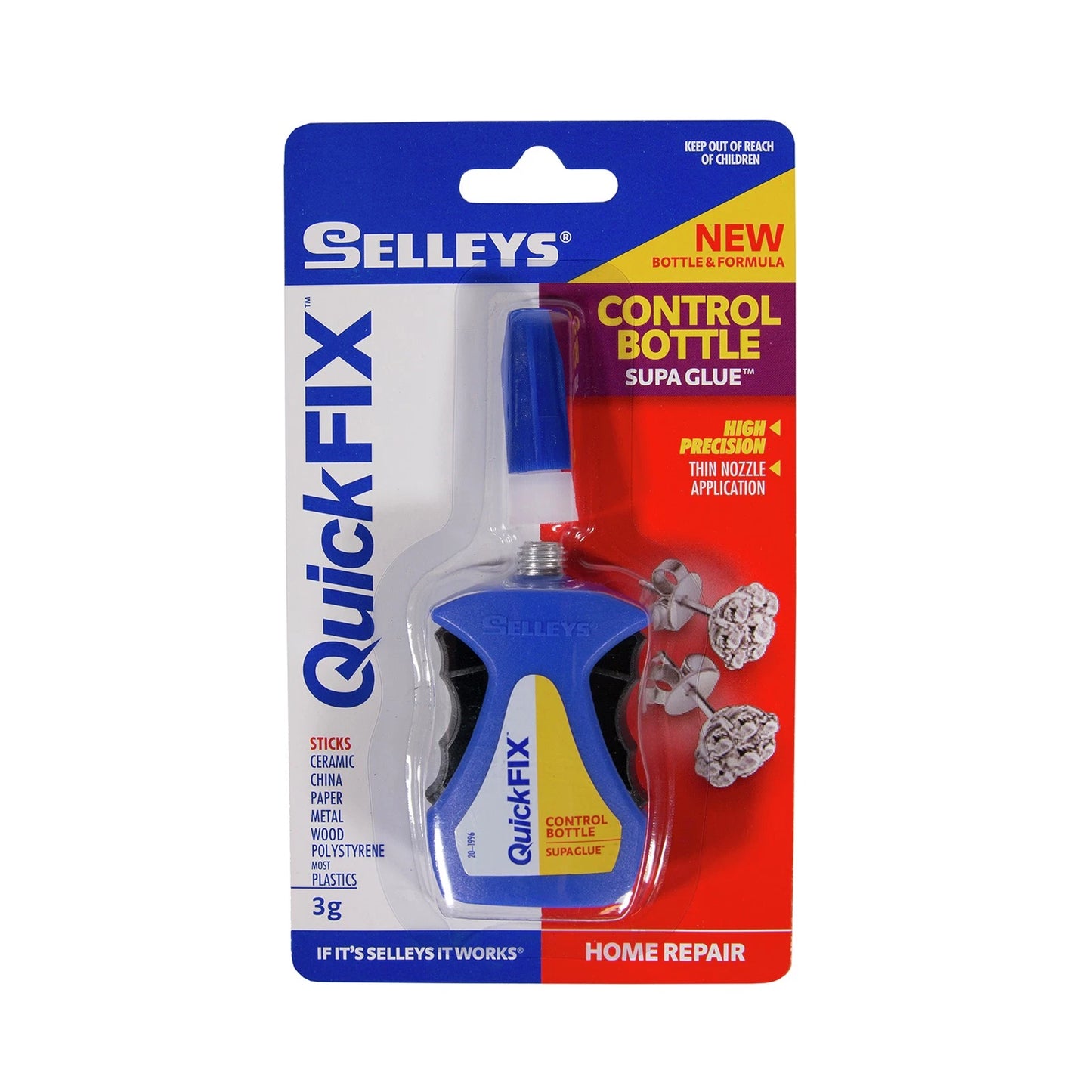 Selleys 3g Quick Fix Supa Glue Adhesive - Fast-Acting, Clear Drying, Precision Applicator