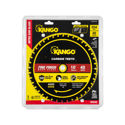 Kango 254mm 40T Mitre Saw Blade, Cobalt Teeth, Anti-Stick Coating, Thin Kerf Design