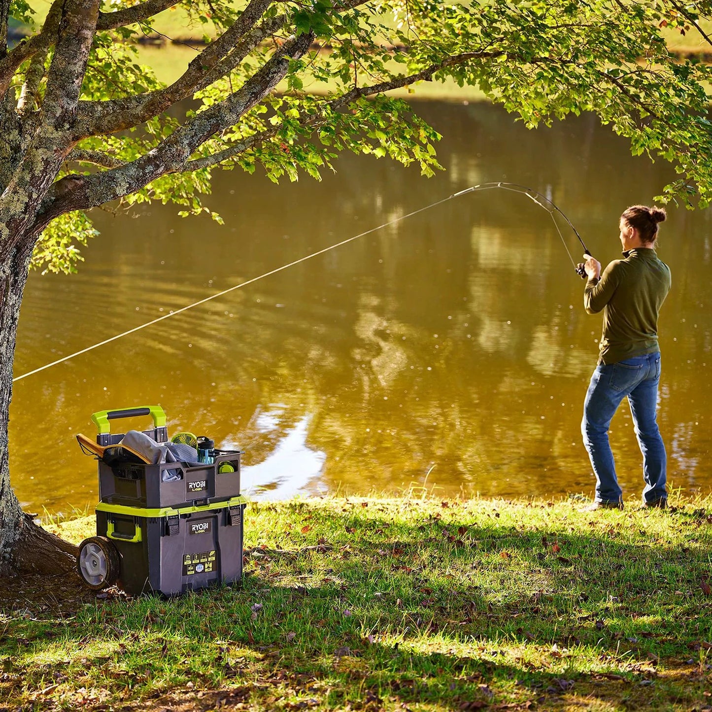 Ryobi LINK™ Rolling Toolbox & Crate, Modular, Impact-Resistant, IP65 Water/Dust Resistant