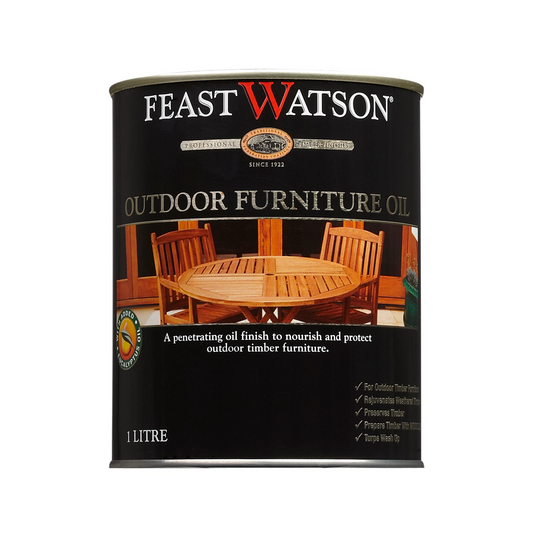 Feast Watson 1L Hardwood Outdoor Furniture Oil - UV & Mould Resistant, Satin Finish