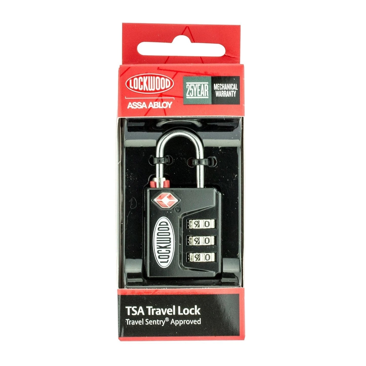 Lockwood TSA 3 Wheel Combination Luggage Lock, Solid Brass, Key Override, 1,000 Combinations