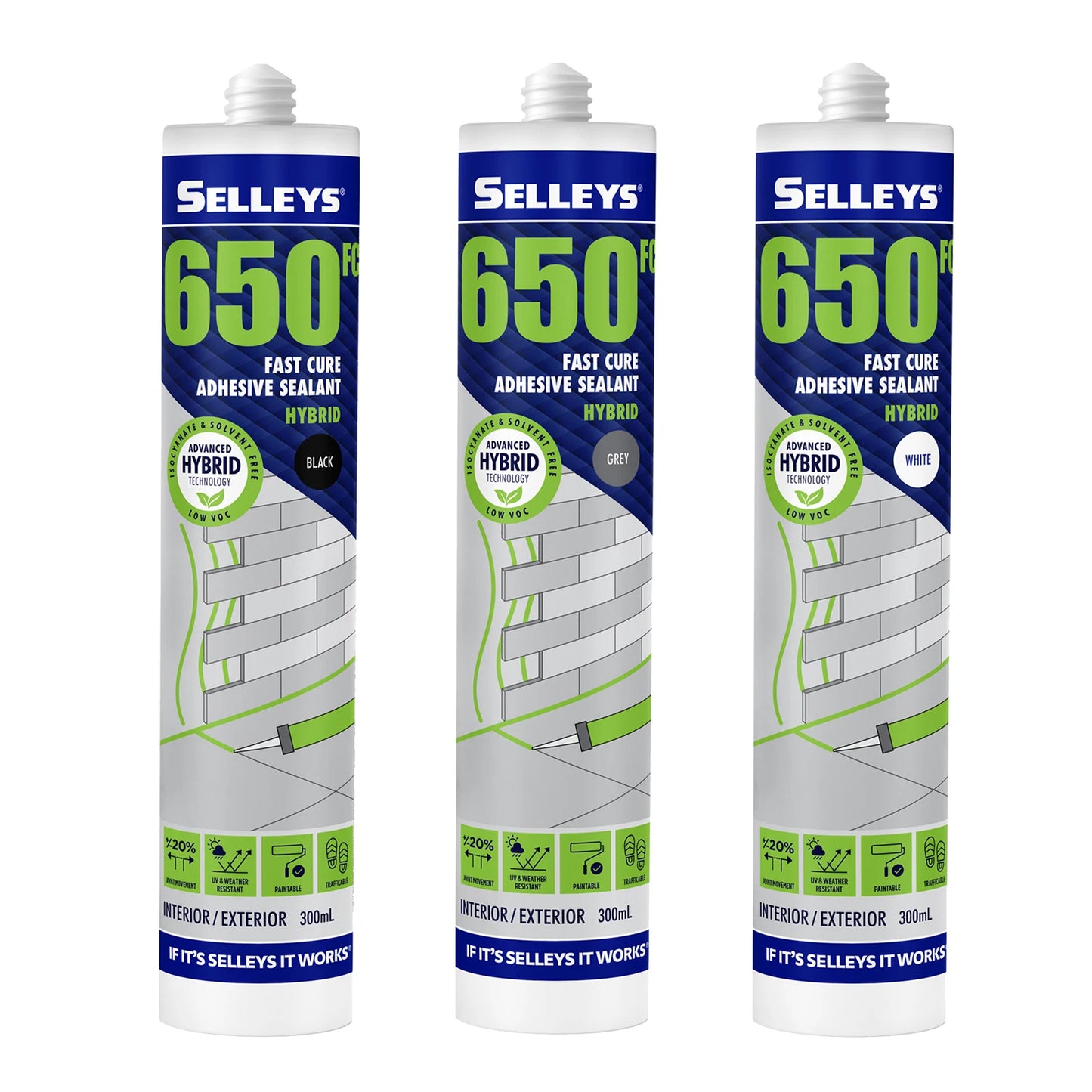Selleys 300g Black Adhesive Sealant - UV Resistant, Fast Curing, Flexible, Solvent-Free