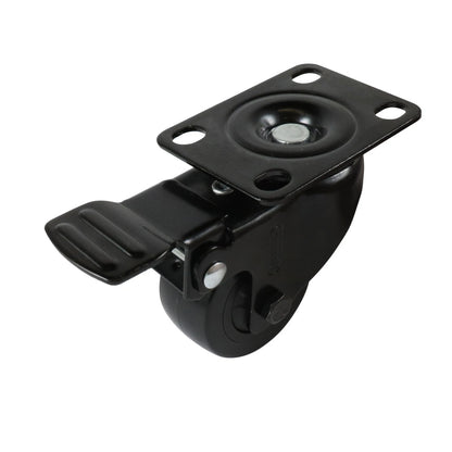 Easyroll 50mm Black PVC Swivel Castor with Brake, 60kg Load Capacity, Indoor/Outdoor Use