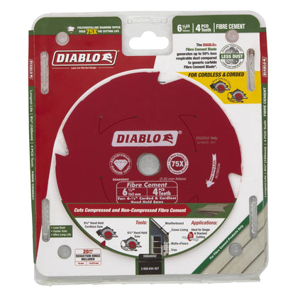 Diablo 165mm 4T PCD Fibre Cement Saw Blade - Long Life, Dust Reduction, Anti-Vibration
