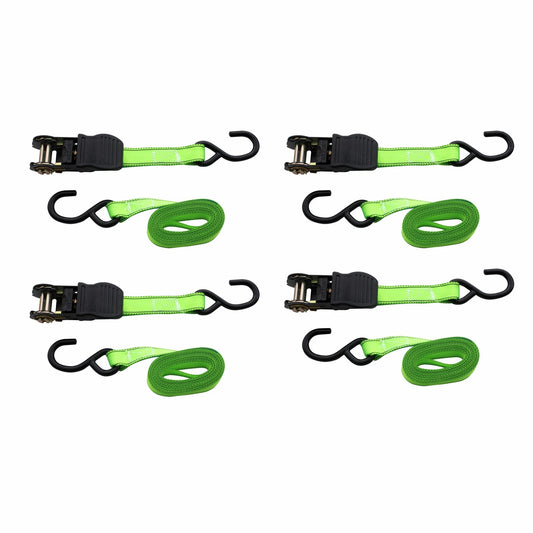 Syneco 25mm x 4.5m S Hook Ratchet Tie Down Set 4 Pack - Heavy-Duty, High Visibility