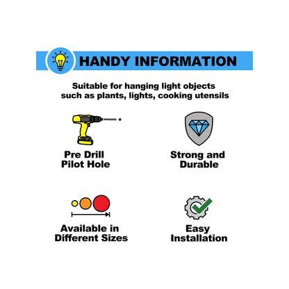 Everhang 20mm Zinc Plated Screw Eye Hooks Pack of 10 - Durable & Easy to Install