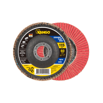 Kango 115mm 60G Ceramic Flap Disc for Metal Grinding with Self-Sharpening Properties