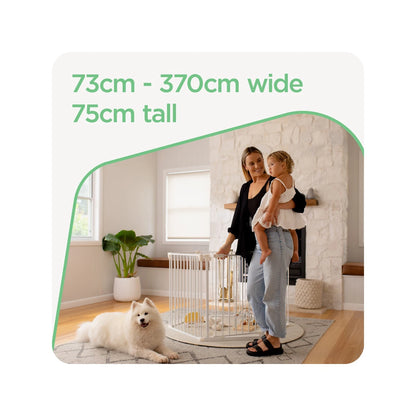 Perma Child Safety 3-in-1 Playpen Barrier, 73CM-370CM, One-Handed Operation, Two-Way Control