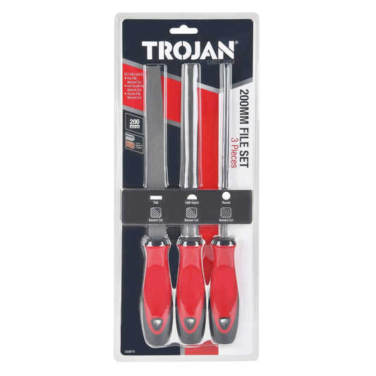 Trojan 3 Piece File Set - Hardened Steel, Ergonomic Grip, Metal & Timber Use