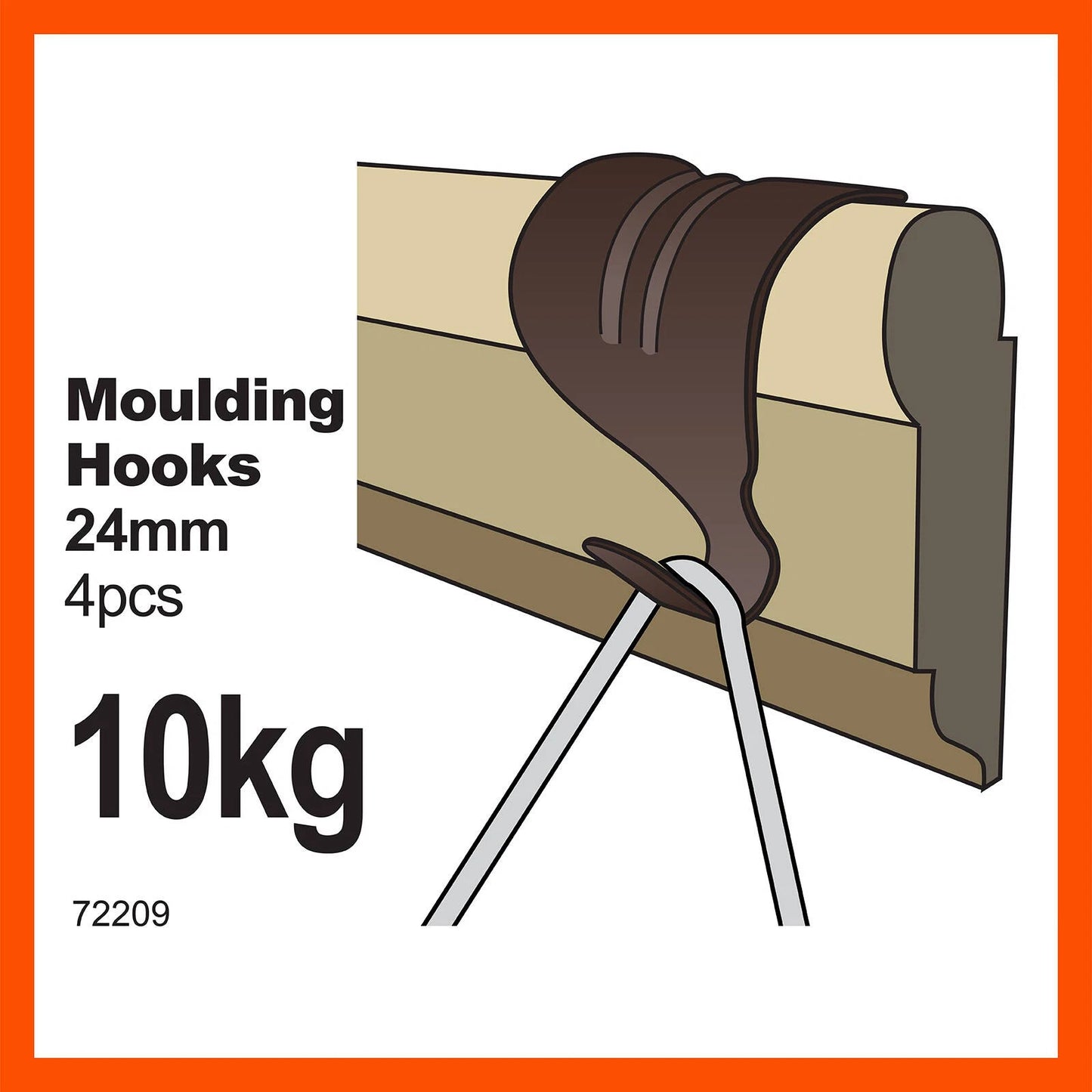 Everhang Florentine Bronze Moulding Hooks 24mm - 4 Pack, No Installation Needed