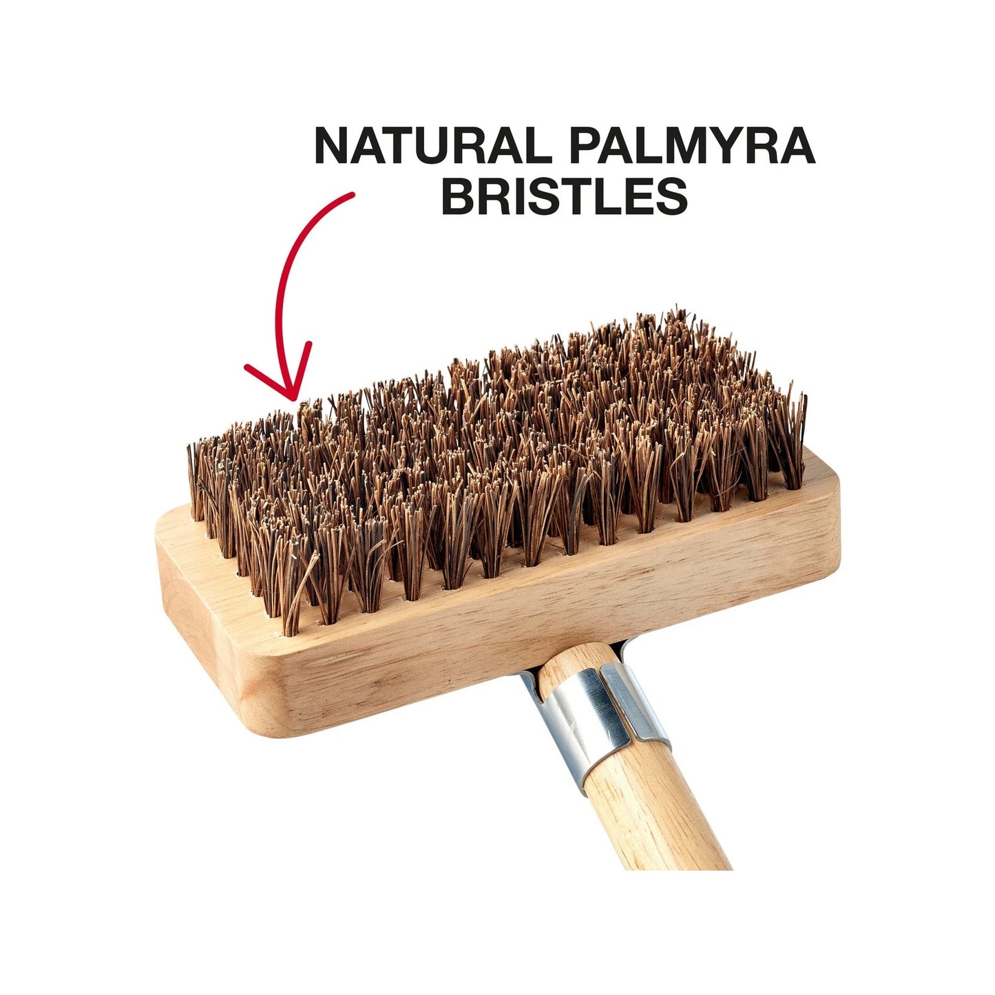 Char-Griller BBQ Pit Brush, 50cm Handle, 18cm Wide Head, Palmyra Bristles, Stainless Steel Scraper