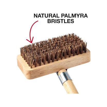 Char-Griller BBQ Pit Brush, 50cm Handle, 18cm Wide Head, Palmyra Bristles, Stainless Steel Scraper