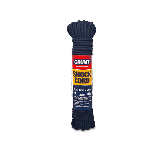 GRUNT 4mm x 20m Black Shock Cord, UV Protected, Weather Resistant, Latex Rubber
