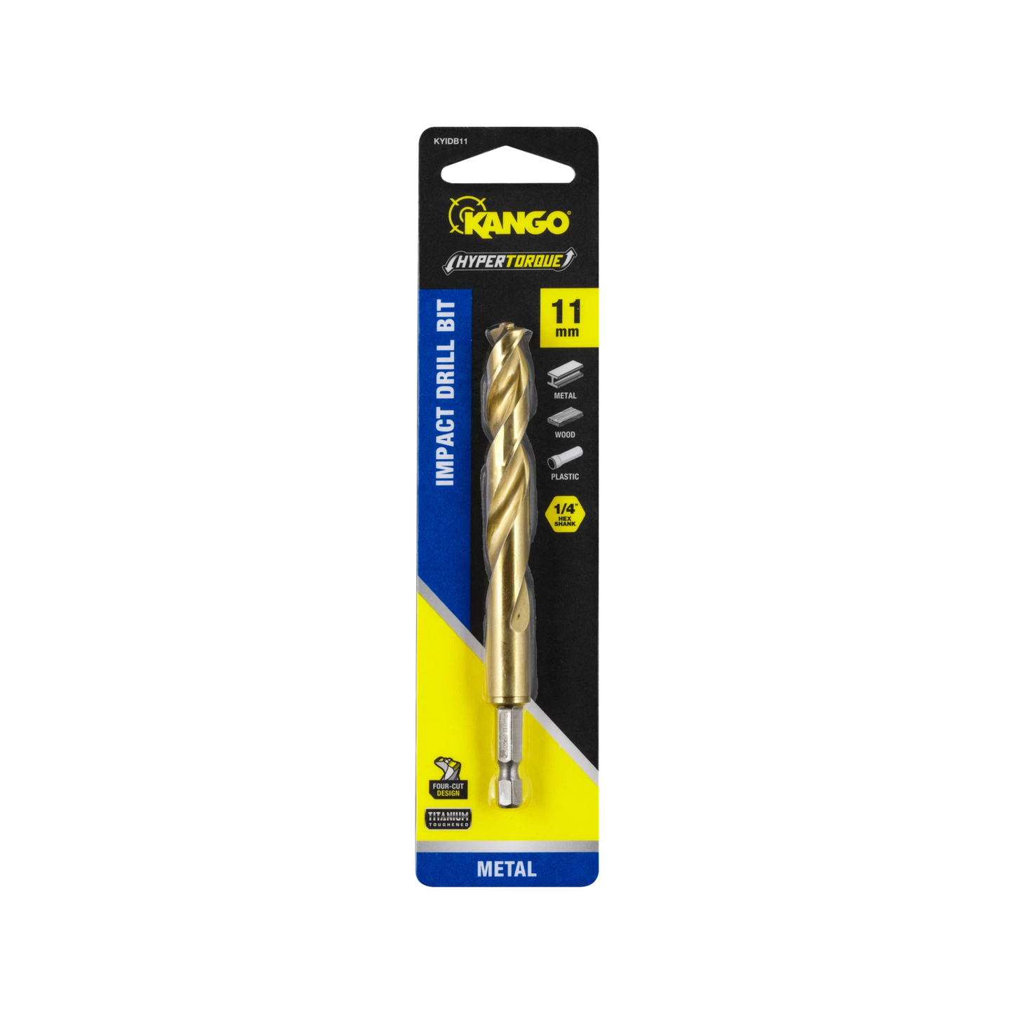 Kango Hypertorque™ 11mm Impact HSS Drill Bit, Titanium Coated, ¼” Hex Shank