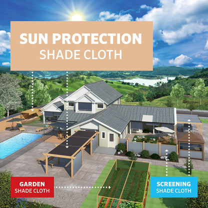 Coolaroo Black Sun Protection Shade Cloth 3.66 x 3m, 90% UV Block, Cancer Council Endorsed