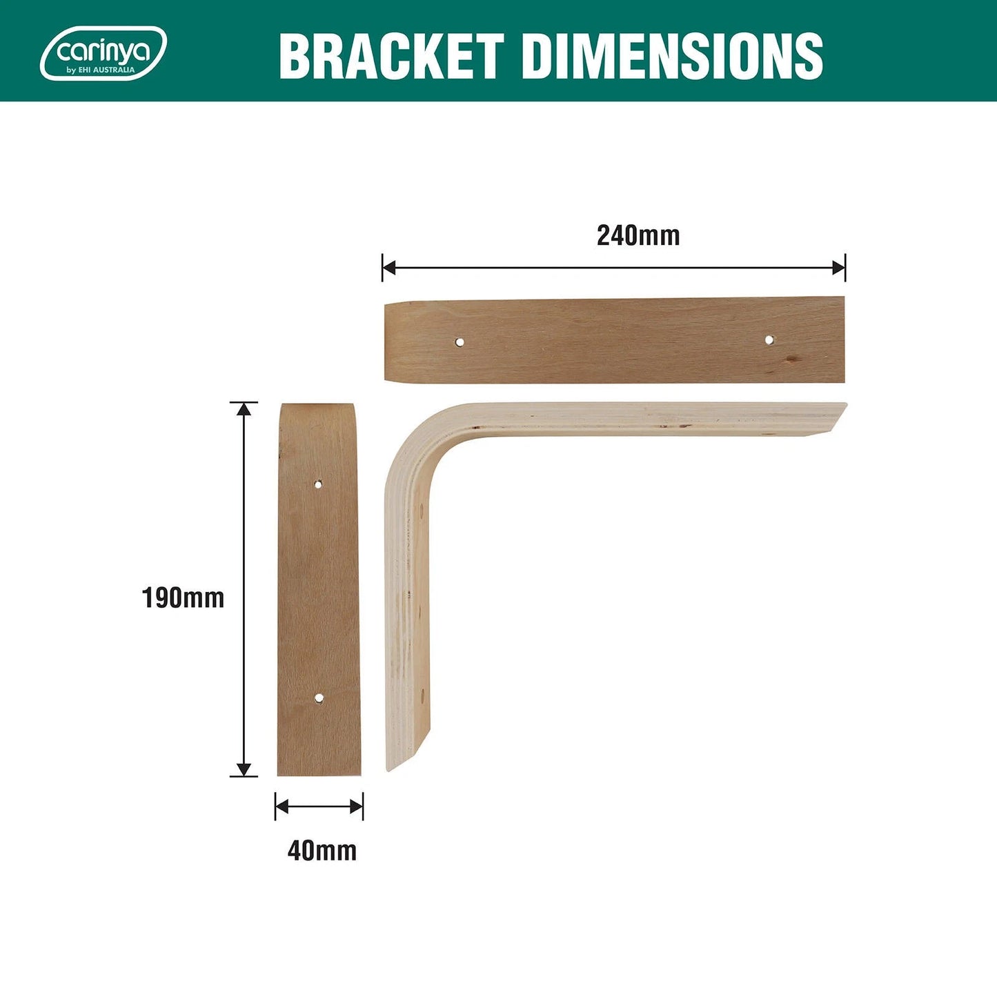 Carinya Plywood Angle Bracket 240x190mm, DIY Customizable, Durable, 20kg Load Capacity