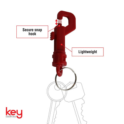 Key Essentials Plastic Snaphook Key Ring - Durable, Bright Colors, Prevents Key Loss