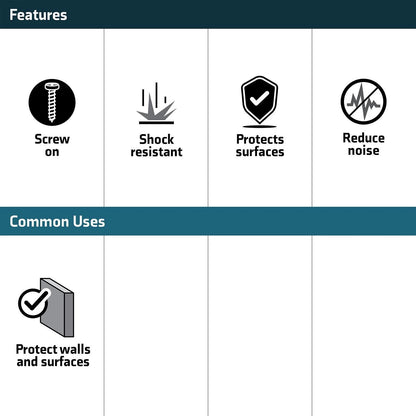 Surface Gard 25mm Brown Screw-In Protectors, Rubber, Indoor Use, pcs of 4