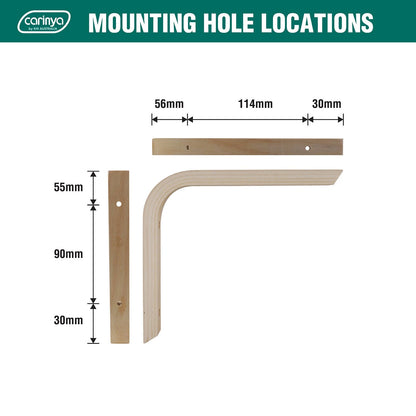 Carinya Plywood Angle Bracket 200x175mm, DIY Customizable, Durable, 25kg Load Capacity