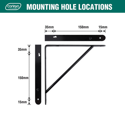 Carinya Black Heavy Duty Studio Bracket 200x200mm, 125kg Load, Sleek Design