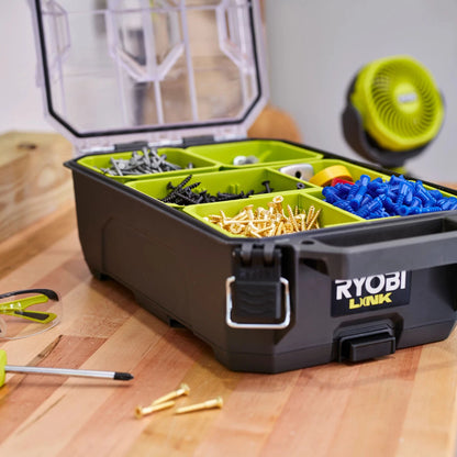 Ryobi LINK Small Compact Parts Organiser, Detachable Bins, IP65 Water & Dust Resistant