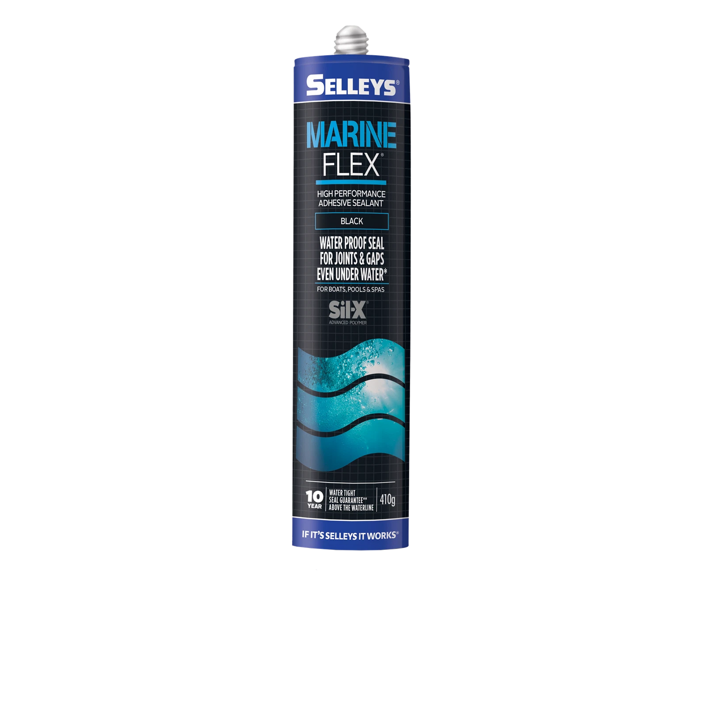 Selleys 410g Black MarineFlex Sealant - Waterproof Underwater Marine Repairs