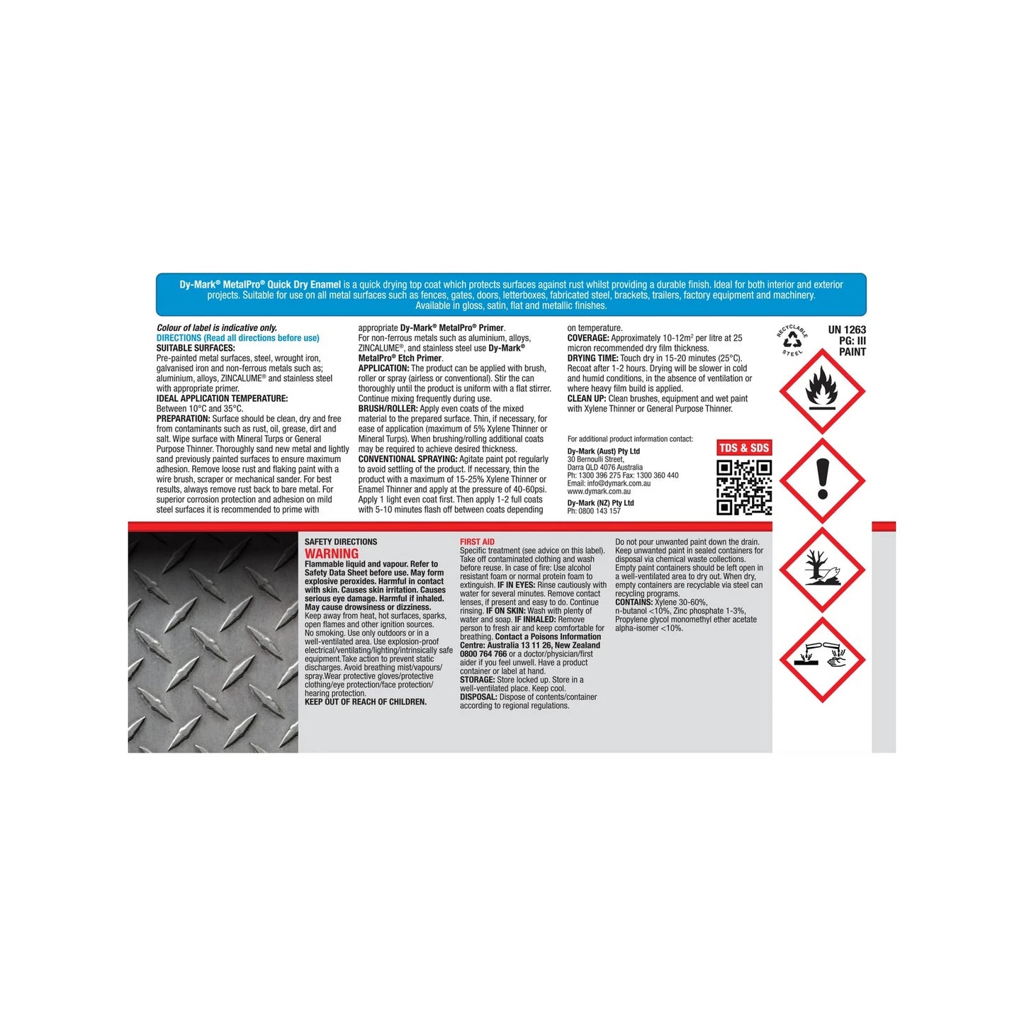 Dy-Mark Black Matt MetalPro 250ml Quick Dry Enamel, Anti-Corrosive, Interior/Exterior Use