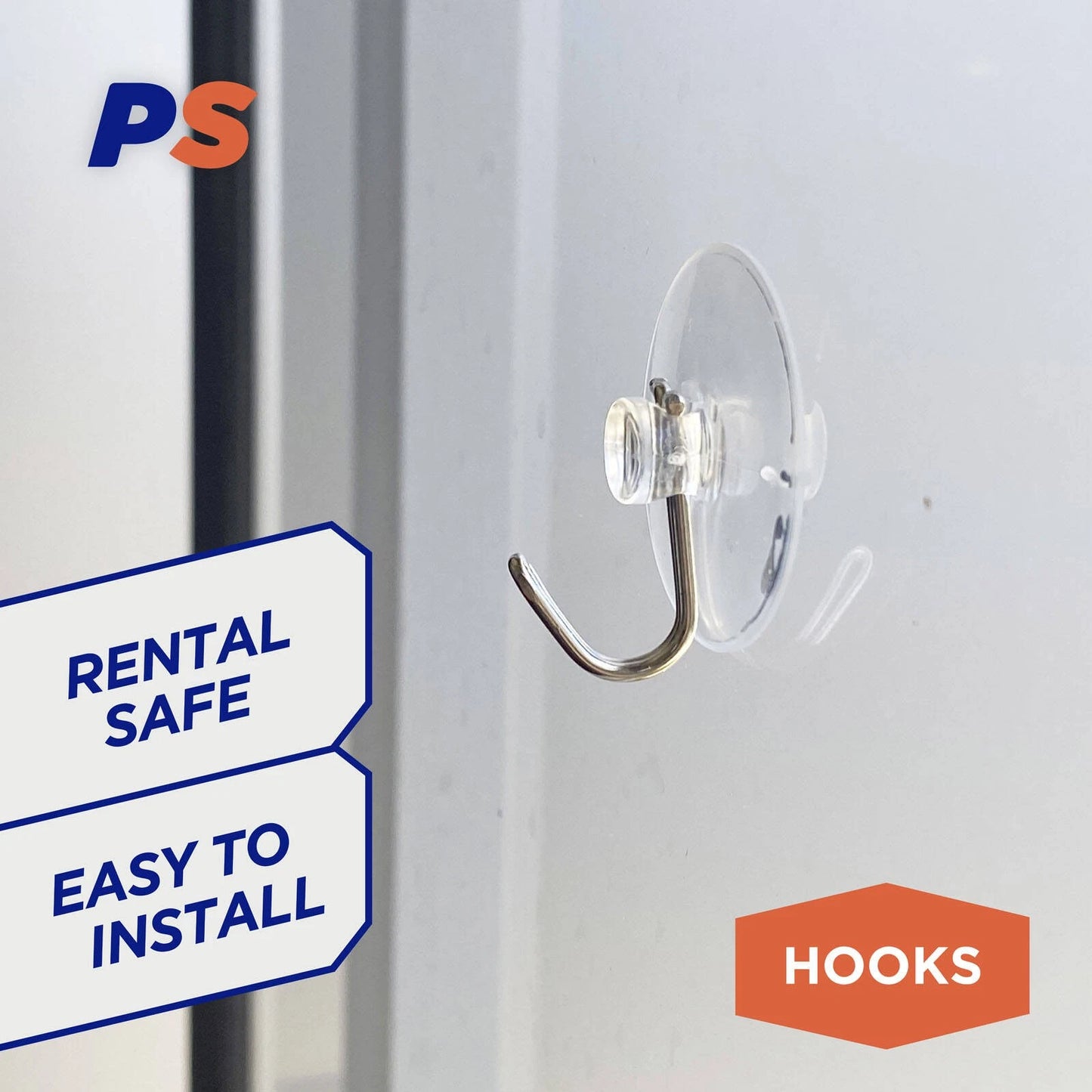 Permastik Medium Suction Hooks 4 Pcs, Clear, Damage-Free, Strong Hold, Versatile Use