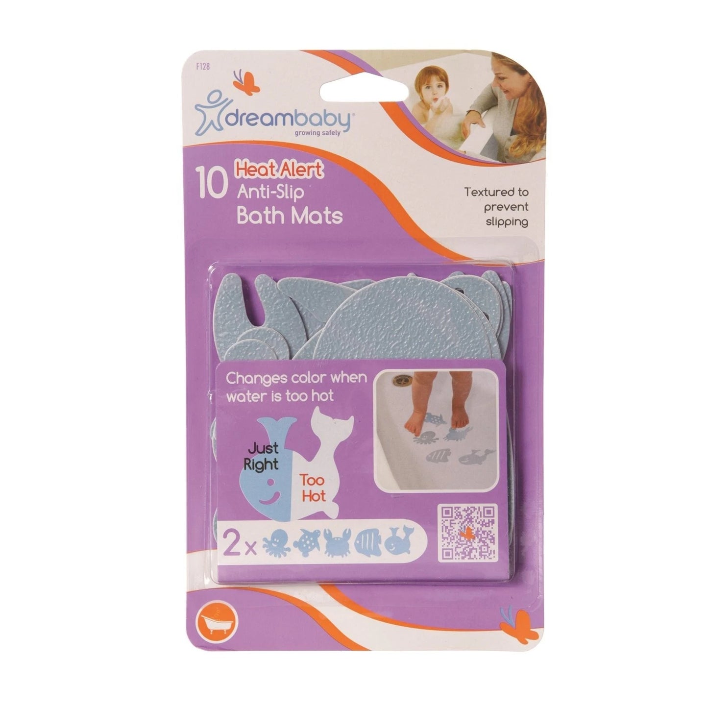 Dreambaby Heat Sensing Anti Slip Bath Strips - Child Safety, Easy Install, Blue