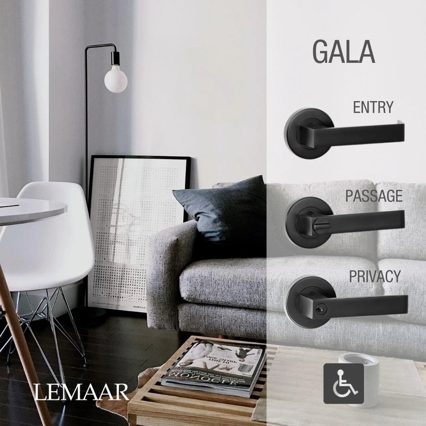 Lemaar Black Gala Entrance Set - High-Security, Easy Install, Stylish Zinc Finish