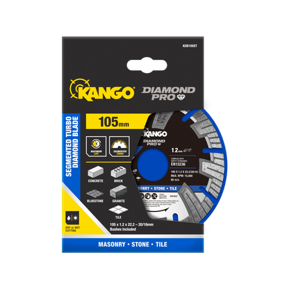 Kango 105mm Segmented Turbo Diamond Saw Blade - Durable, Fast Cuts, Versatile for Hard Materials