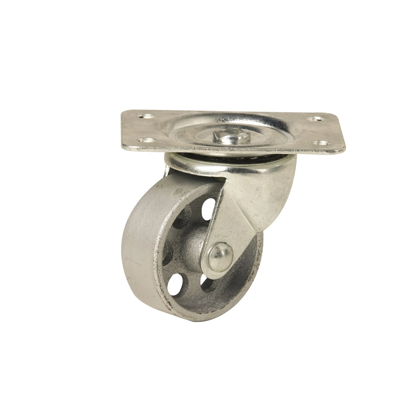 Easyroll 75mm Cast Iron Swivel Plate Castor, 115kg Load, Indoor Use, 360° Rotation