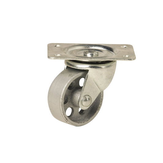 Easyroll 75mm Cast Iron Swivel Plate Castor, 115kg Load, Indoor Use, 360° Rotation