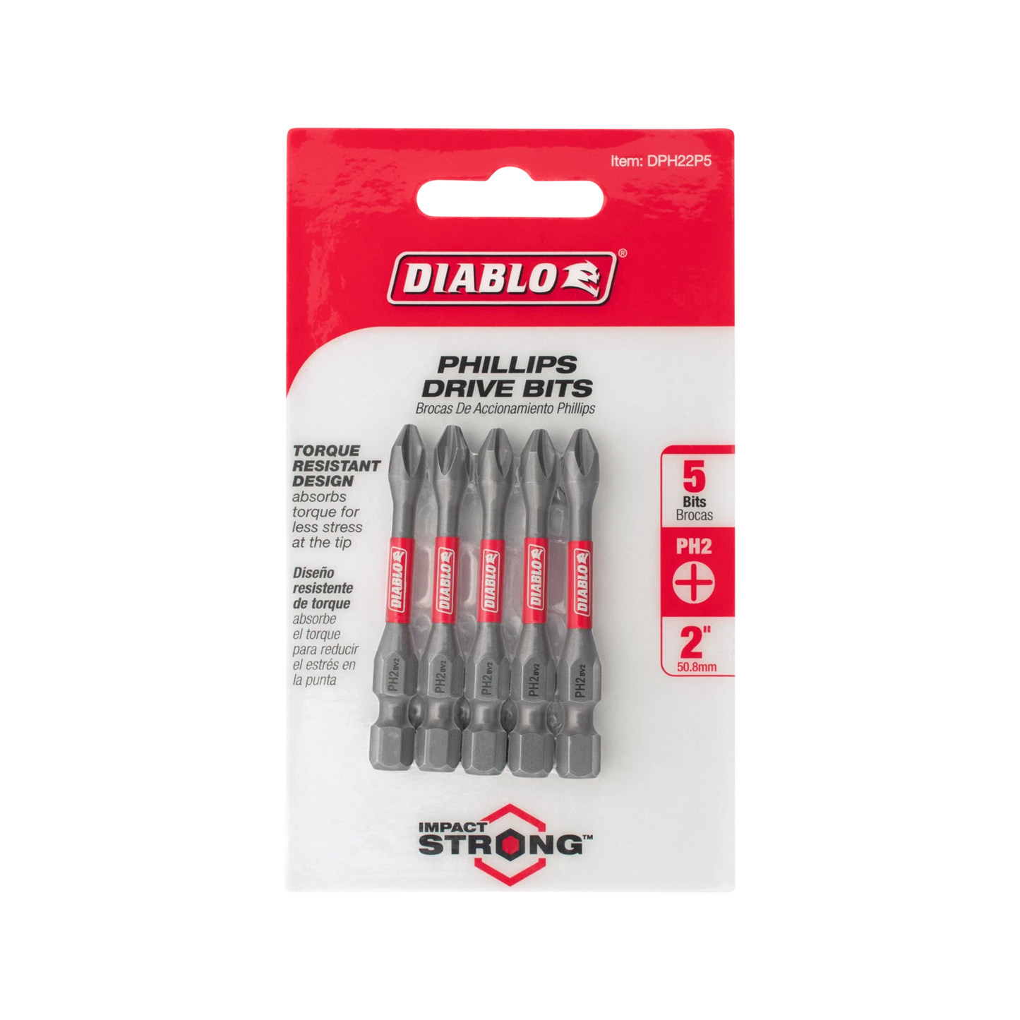 Diablo 2" Phillips Drive Bit 5 Pack - Extreme Durability & Impact Resistance