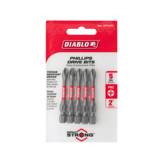 Diablo 2" Phillips Drive Bit 5 Pack - Extreme Durability & Impact Resistance
