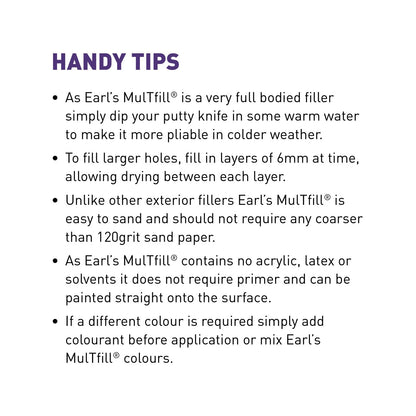 Earl's 600g Pine MulTfill Fine Filler, Interior & Exterior, Non-Shrinking, Paintable