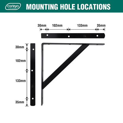 Carinya Black Heavy Duty Bracket 300x300mm, 125kg Load, Powder Coated Steel