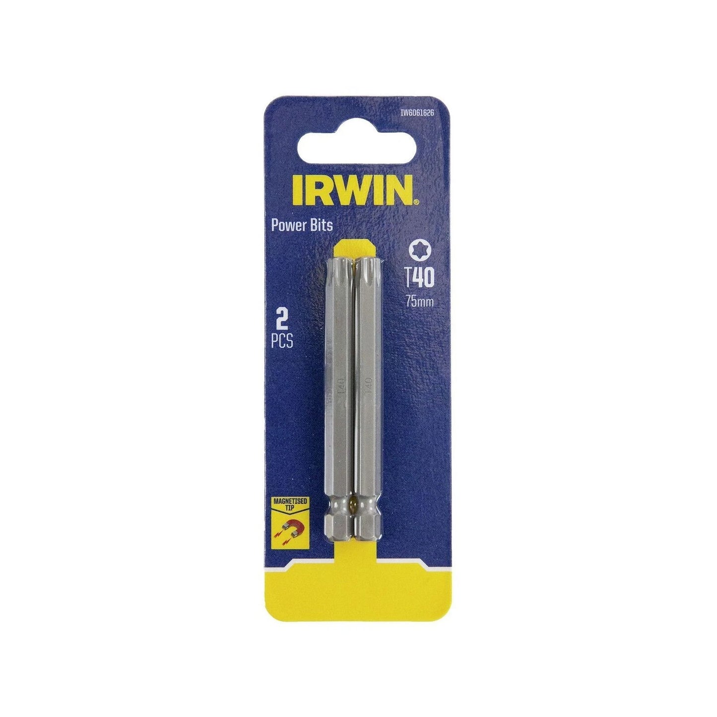 IRWIN 75mm T40 Magnetic Power Bit 2 Pack - Durable S2 Steel, Quick-Change, Magnetised Tips