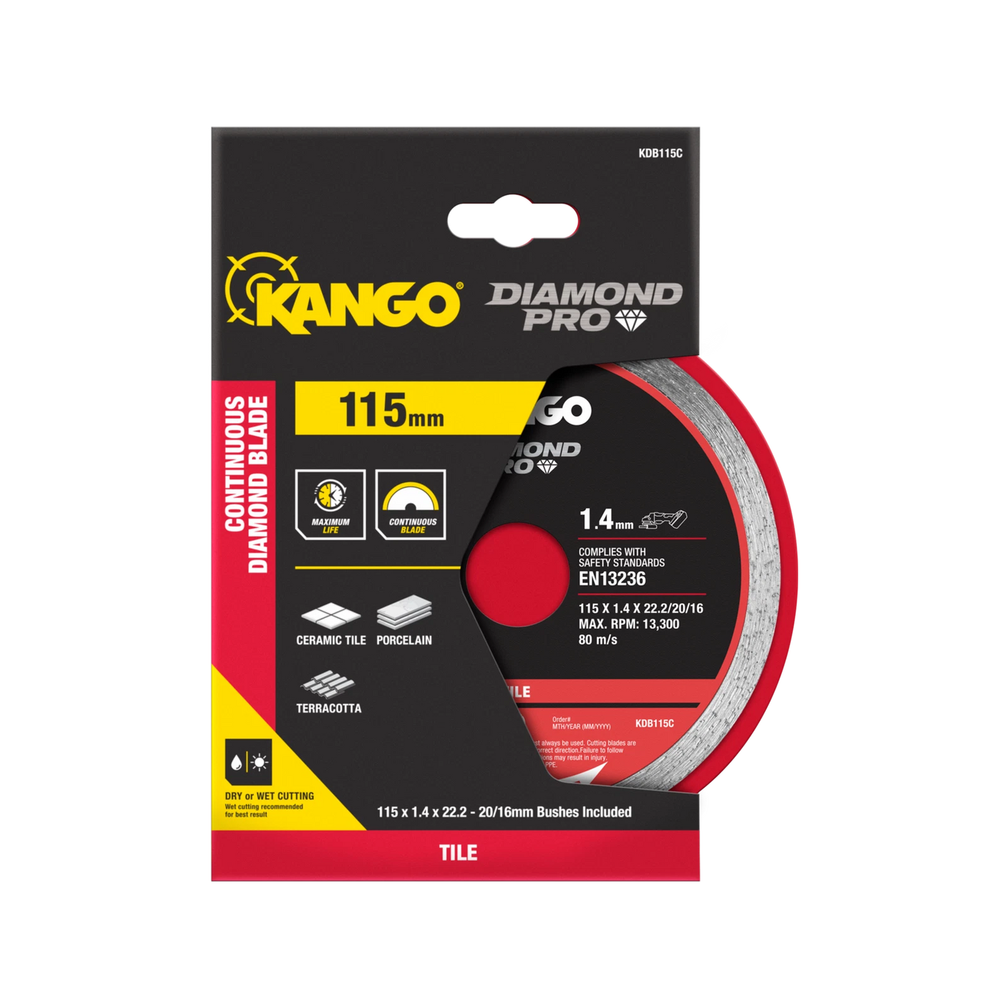 Kango 115mm Continuous Diamond Saw Blade - Smooth, Precise Cuts for Tiles & Masonry