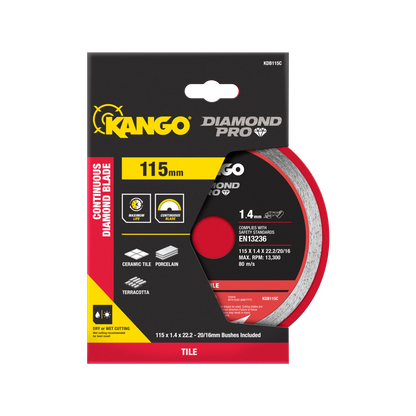 Kango 115mm Continuous Diamond Saw Blade - Smooth, Precise Cuts for Tiles & Masonry