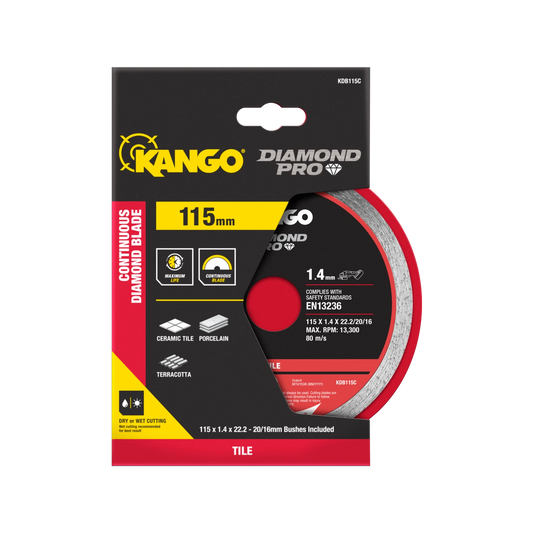 Kango 115mm Continuous Diamond Saw Blade - Smooth, Precise Cuts for Tiles & Masonry