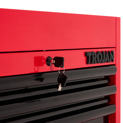 Trojan 26" 3 Drawer Steel Tool Chest with Lock, Ball-Bearing Drawers, Gas Strut Lid