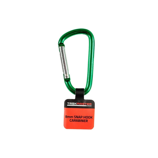 Taskmaster 8mm D-Shape Aluminium Carabiner, Assorted Colours, Spring-Loaded Gate