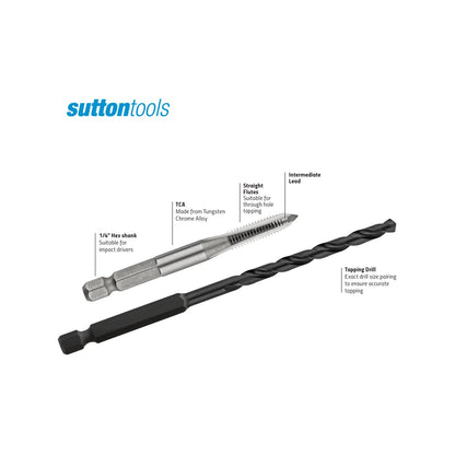 Sutton Tools 3.3mm M4 Hex Impact Tap Drill Set for Impact Drivers, Fast Tapping, Versatile Use