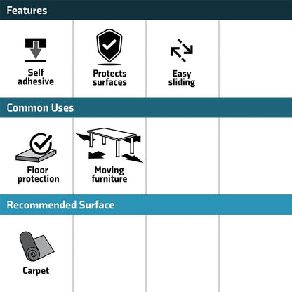 Surface Gard 25mm Round Self-Adhesive Sliders, 8 Pack - Easy Install, Durable, Floor Protection